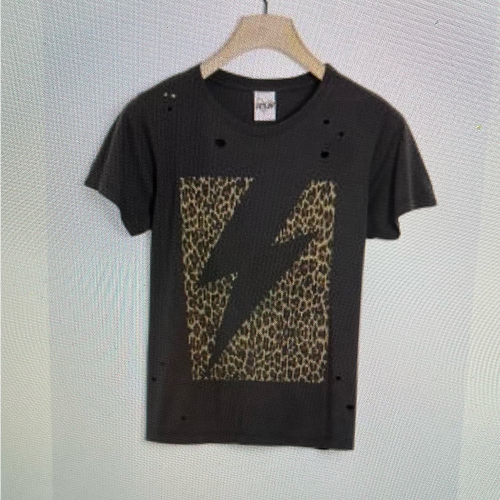 NWOT! Anthropologie Cheetah Bolt Graphic Tee distressed XS